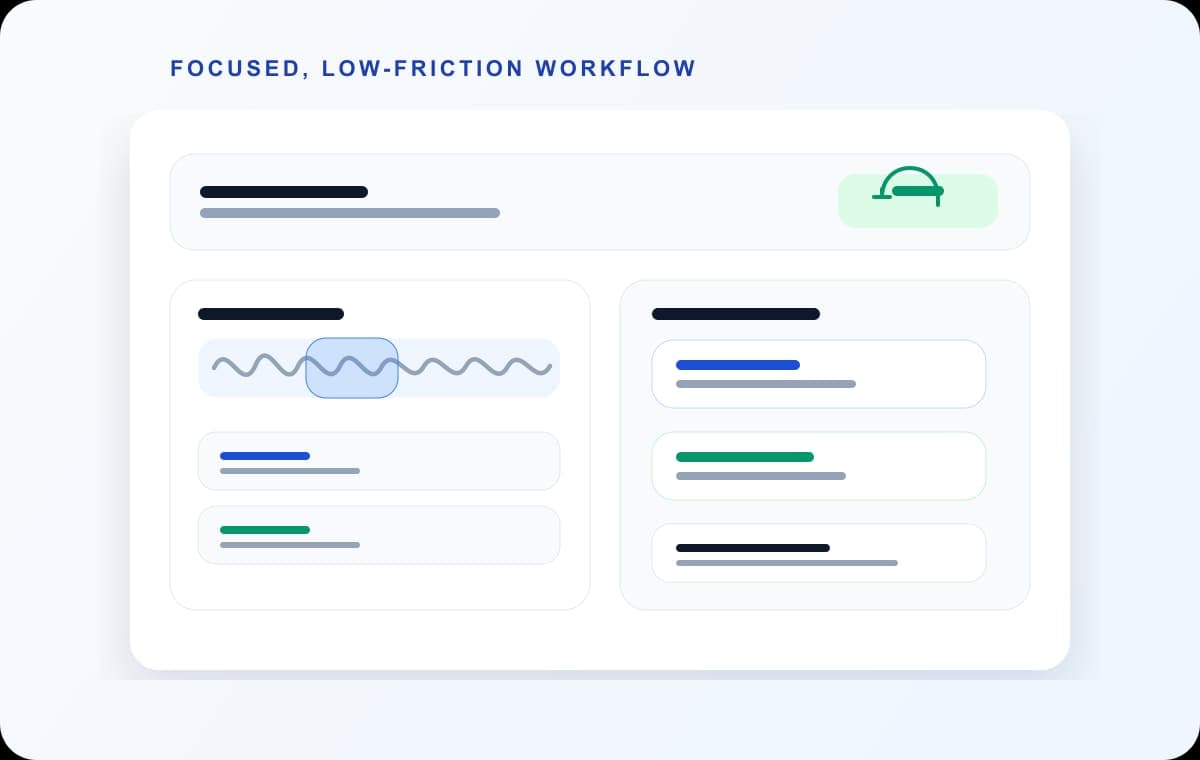 AudioMultiCut workflow used for turning one long spoken recording into several focused clips.