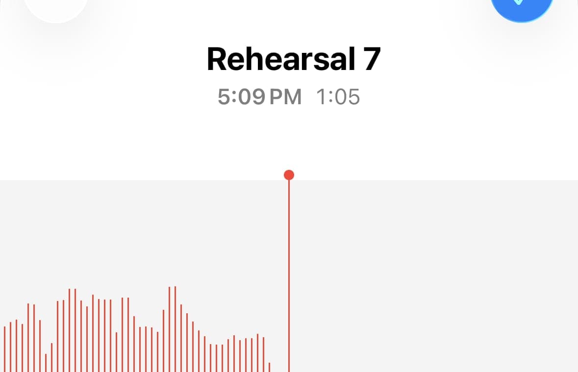 An iPhone Voice Memos recording ready to be split into clips.